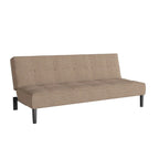 Canapé-lit futon convertible en tissu gris foncé/beige cannelle avec coussins capitonnés – 2 places