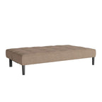 Canapé-lit futon convertible en tissu gris foncé/beige cannelle avec coussins capitonnés – 2 places