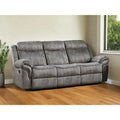 HomeRoots 87  Gray Velvet Reclining USB Sofa With Black Legs - 87