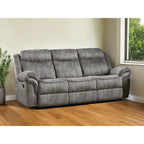 HomeRoots 87  Gray Velvet Reclining USB Sofa With Black Legs - 87
