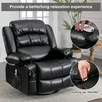 Fauteuil inclinable, pivotant et berçant de massage en tissu noir avec chauffage et port USB – Simple