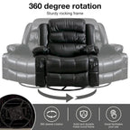 Fauteuil inclinable, pivotant et berçant de massage en tissu noir avec chauffage et port USB – Simple