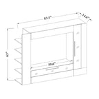 Meuble TV mural blanc/noir laqué avec vitrines LED, portes abattantes et bibliothèque cachée – Simple
