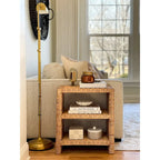 Table d'appoint à 3 niveaux en rotin marron et bois de manguier – Simple