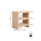 Table d'appoint à 3 niveaux en rotin marron et bois de manguier – Simple