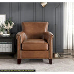 Fauteuil d'appoint en cuir pleine fleur marron/gris avec clous décoratifs – Unité