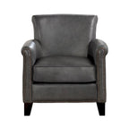 Fauteuil d'appoint en cuir pleine fleur marron/gris avec clous décoratifs – Unité