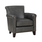Fauteuil d'appoint en cuir pleine fleur marron/gris avec clous décoratifs – Unité