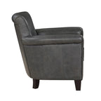 Fauteuil d'appoint en cuir pleine fleur marron/gris avec clous décoratifs – Unité