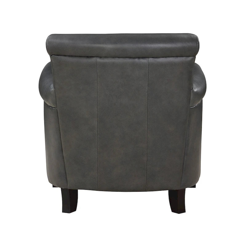 Fauteuil d'appoint en cuir pleine fleur marron/gris avec clous décoratifs – Unité