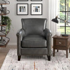 Fauteuil d'appoint en cuir pleine fleur marron/gris avec clous décoratifs – Unité