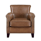 Fauteuil d'appoint en cuir pleine fleur marron/gris avec clous décoratifs – Unité