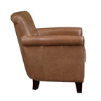 Fauteuil d'appoint en cuir pleine fleur marron/gris avec clous décoratifs – Unité