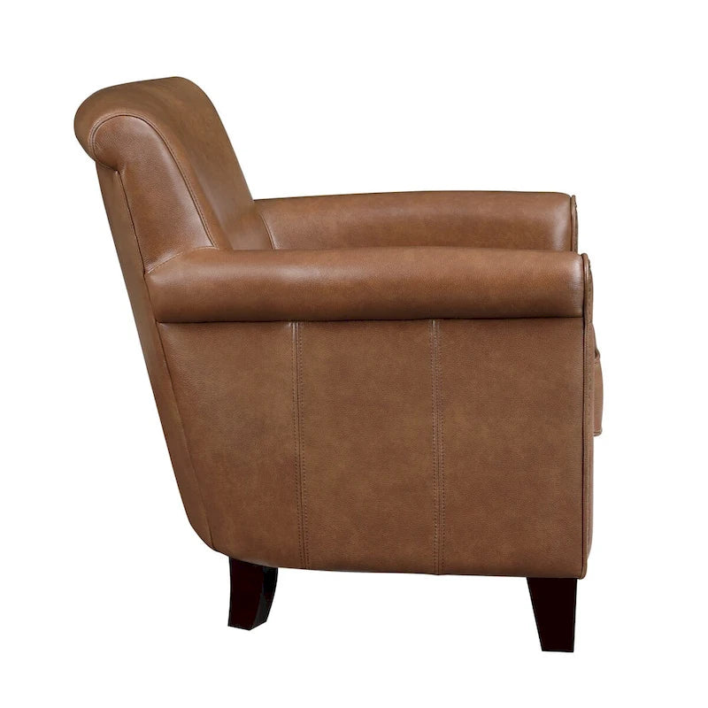 Fauteuil d'appoint en cuir pleine fleur marron/gris avec clous décoratifs – Unité