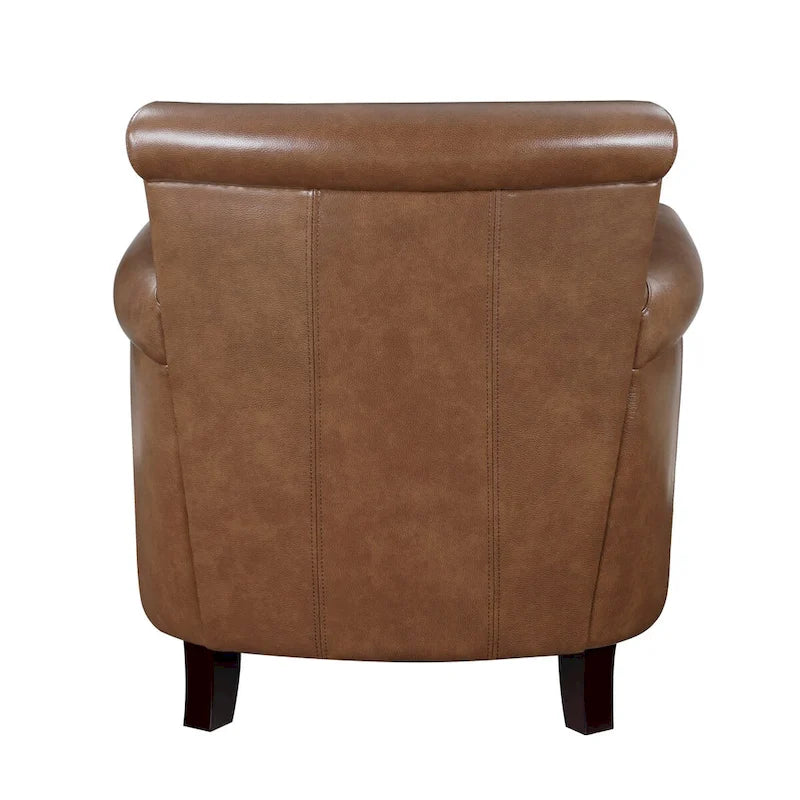 Fauteuil d'appoint en cuir pleine fleur marron/gris avec clous décoratifs – Unité