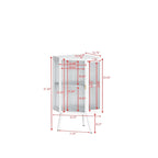 Meuble d'angle bas à porte unique en fer et verre trempé, blanc/noir, avec 2 étagères de rangement – Simple
