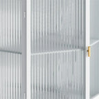 Meuble d'angle bas à porte unique en fer et verre trempé, blanc/noir, avec 2 étagères de rangement – Simple