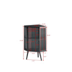 Meuble d'angle bas à porte unique en fer et verre trempé, blanc/noir, avec 2 étagères de rangement – Simple