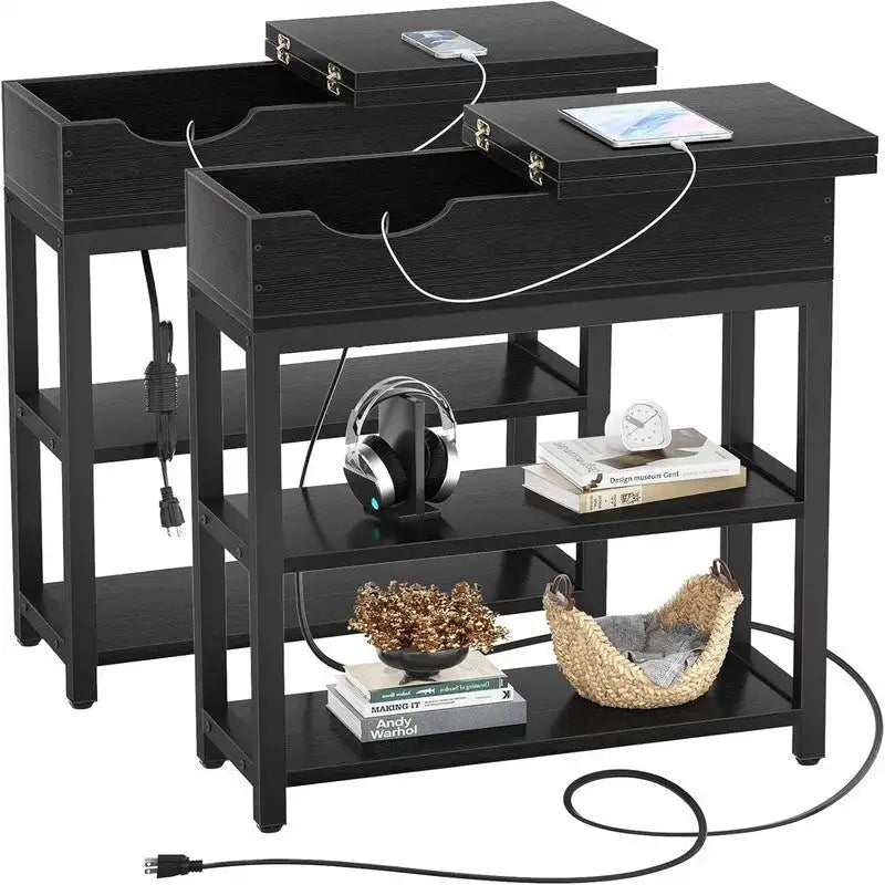 End Table with Charging Station - 11 D x 23.6 W x 24.5 H