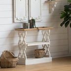 Console 3 niveaux blanche antique avec plateau amovible, pour 1 personne