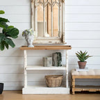 Console 3 niveaux blanche antique avec plateau amovible, pour 1 personne