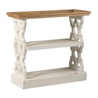 Console 3 niveaux blanche antique avec plateau amovible, pour 1 personne