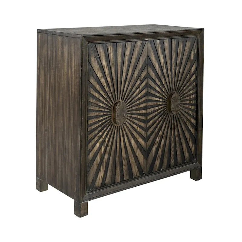 Meuble d'appoint pour le vin à 2 portes en bois d'hévéa et d'acacia vieilli avec casier à 17 bouteilles – Simple