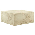 Table basse carrée en placage de loupe de Mappa blanchi/naturel avec pieds réglables – Individuel