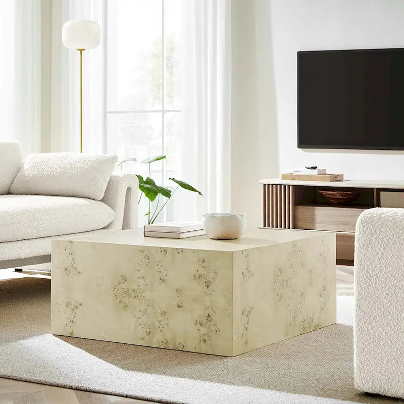 Cosmos 36  Square Burl Wood Coffee Table - N/A
