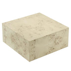 Table basse carrée en placage de loupe de Mappa blanchi/naturel avec pieds réglables – Individuel