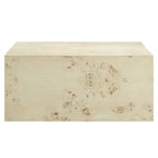 Table basse carrée en placage de loupe de Mappa blanchi/naturel avec pieds réglables – Individuel