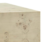 Table basse carrée en placage de loupe de Mappa blanchi/naturel avec pieds réglables – Individuel
