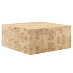 Table basse carrée en placage de loupe de Mappa blanchi/naturel avec pieds réglables – Individuel