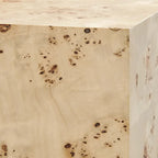 Table basse carrée en placage de loupe de Mappa blanchi/naturel avec pieds réglables – Individuel