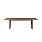 Table à manger rectangulaire en placage de noyer marron avec pieds larges – 8 à 10 places