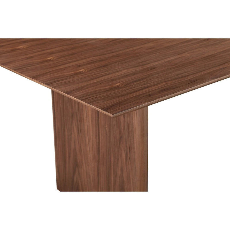Table à manger rectangulaire en placage de noyer marron avec pieds larges – 8 à 10 places