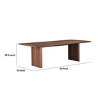 Table à manger rectangulaire en placage de noyer marron avec pieds larges – 8 à 10 places