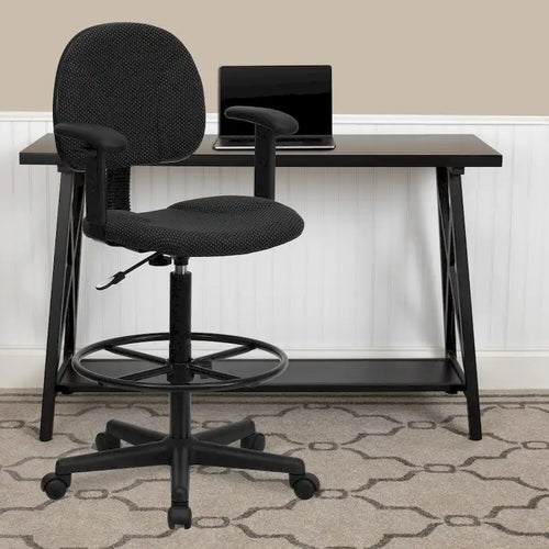 Fabric Drafting Chair with Arms (Cylinders: 22.5 -27 H or 26 -30.5 H)