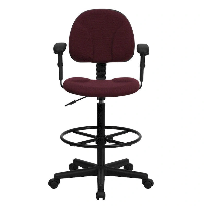 Chaise de bureau sur roulettes en tissu noir/bordeaux/gris/bleu marine avec accoudoirs réglables – Simple