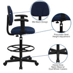 Chaise de bureau sur roulettes en tissu noir/bordeaux/gris/bleu marine avec accoudoirs réglables – Simple