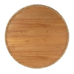 Table basse ronde tambour en rotin naturel et jacinthe d'eau avec plateau en placage de mindi – Simple
