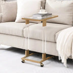 Table d'appoint en forme de C chromée et dorée – Plateau en verre trempé, une personne
