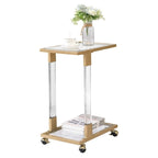 Table d'appoint en forme de C chromée et dorée – Plateau en verre trempé, une personne
