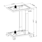 Table d'appoint en forme de C chromée et dorée – Plateau en verre trempé, une personne