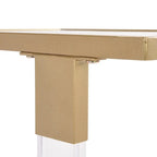 Table d'appoint en forme de C chromée et dorée – Plateau en verre trempé, une personne