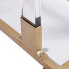Table d'appoint en forme de C chromée et dorée – Plateau en verre trempé, une personne
