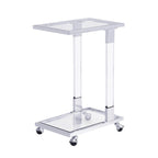 Table d'appoint en forme de C chromée et dorée – Plateau en verre trempé, une personne