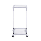 Table d'appoint en forme de C chromée et dorée – Plateau en verre trempé, une personne