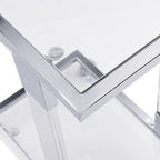 Table d'appoint en forme de C chromée et dorée – Plateau en verre trempé, une personne