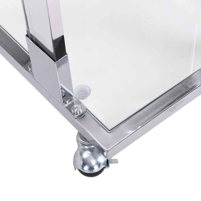 Table d'appoint en forme de C chromée et dorée – Plateau en verre trempé, une personne
